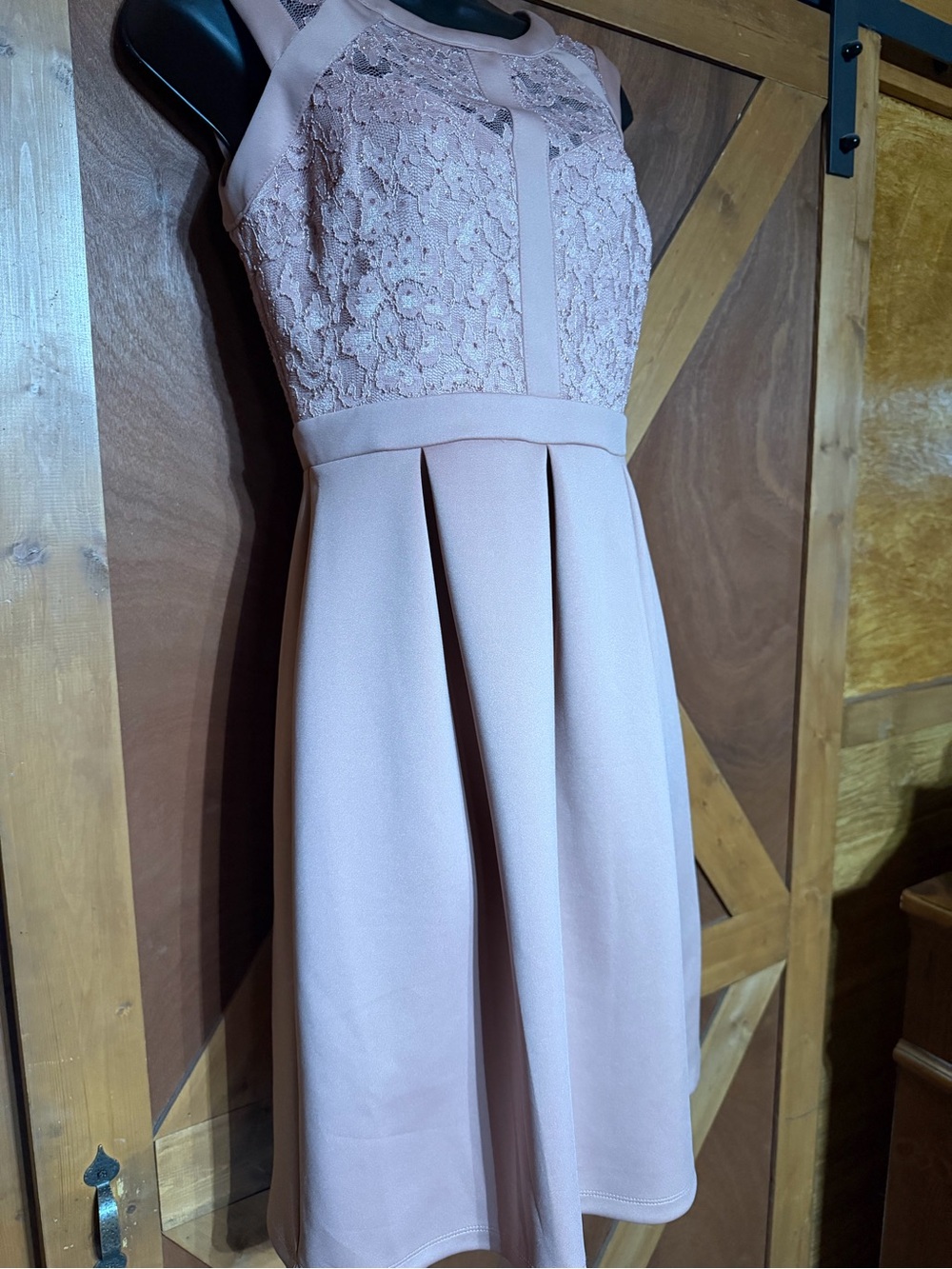 Enfocus Studio Lace Bodice Midi Dress in Blush Pink